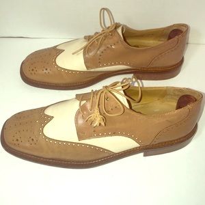 Men’s Cream & Beige Wingtip Oxfords Sz 9.5